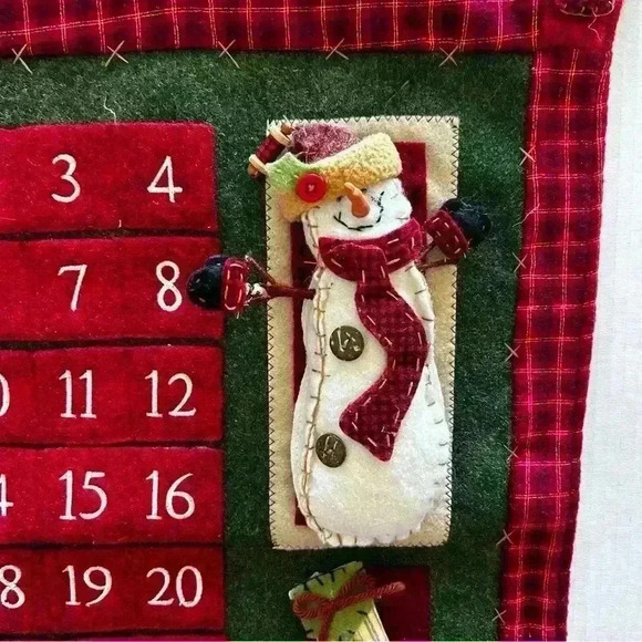 Vintage Christmas Advent Handmade Calendar Wall Decor w 24 Day Pockets Reusable - Picture 4 of 9